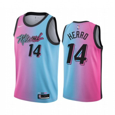 Nike Miami Heat #14 Tyler Herro Blue Pink NBA Swingman 2020-21 City Edition Jersey Men's